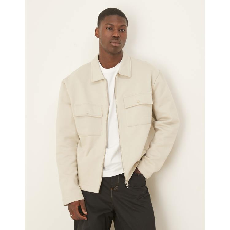 ASOS DESIGN premium heavyweight oversized zip up shacket in
