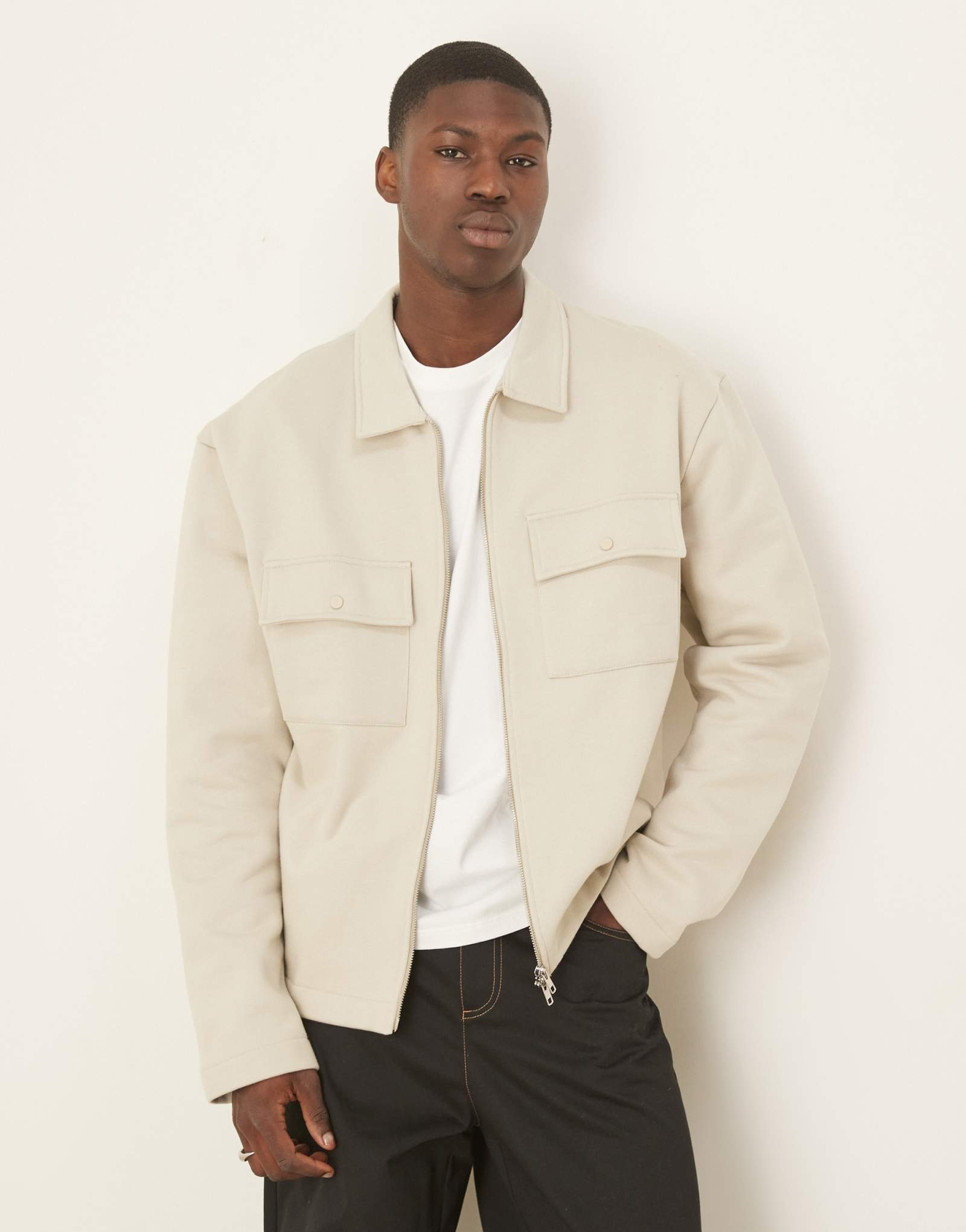 Застежка ASOS DESIGN premium heavyweight oversize на молнии бежевого цвета