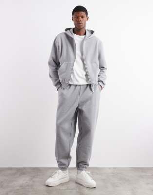 ASOS DESIGN ASOS DESIGN premium heavyweight relaxed jogger in 400gsm in grey marl - LGREY