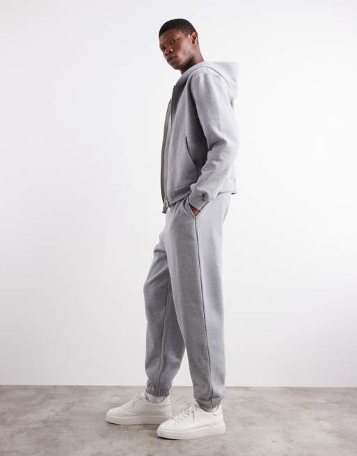 ASOS DESIGN premium heavyweight relaxed jogger in 400gsm in grey marl