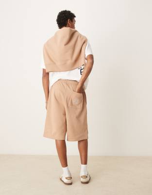 Asos Design Premium Heavyweight Shorts With Embroidery On Back Pocket