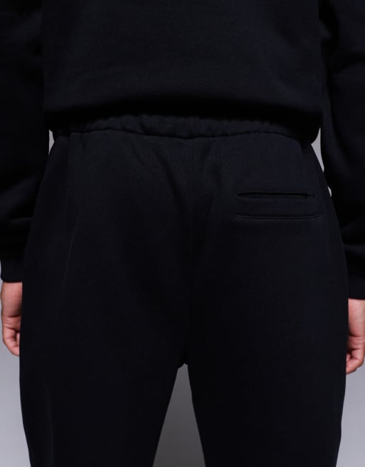 ASOS DESIGN premium heavyweight slim fit sweatpants in 400gsms in black, 4 of 5