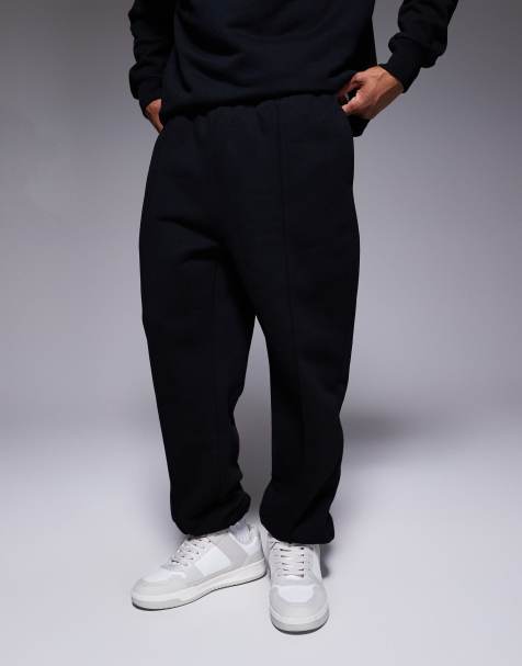 ASOS DESIGN premium heavyweight slim fit trackies in 400gsms in black - view 1