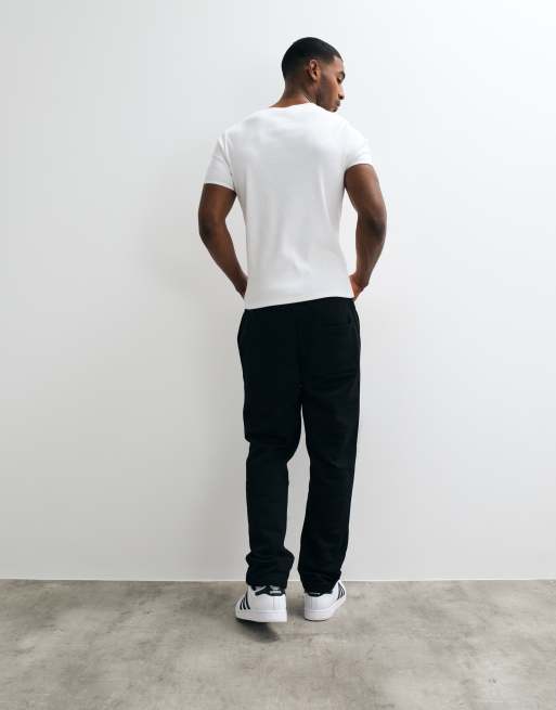 ASOS DESIGN premium heavyweight straight leg jogger in 400gsm in black , 5 of 5