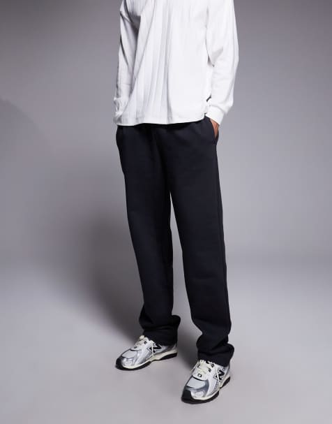 ASOS DESIGN premium heavyweight straight leg jogger in 400gsm in charcoal 