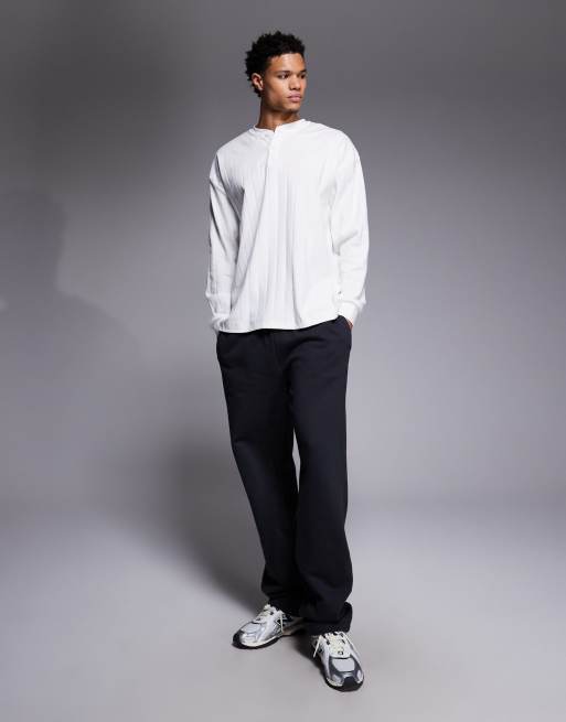 ASOS DESIGN premium heavyweight straight leg jogger in 400gsm in charcoal , 2 of 5
