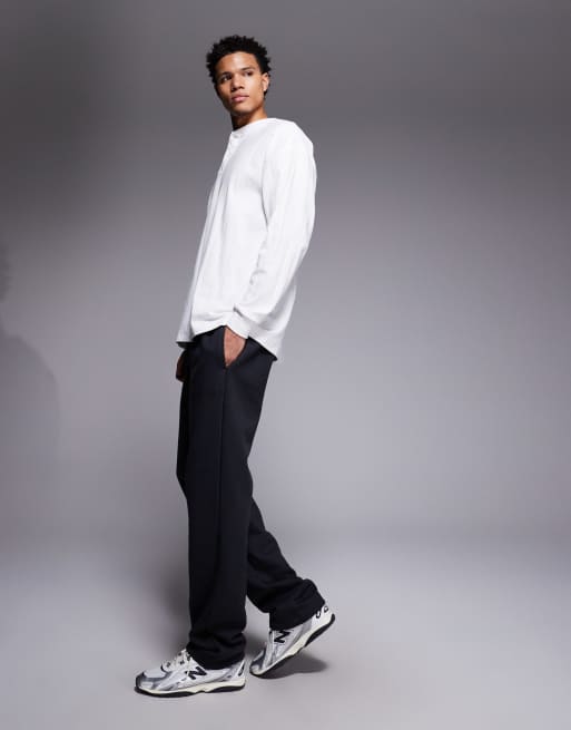 ASOS DESIGN premium heavyweight straight leg jogger in 400gsm in charcoal , 3 of 5