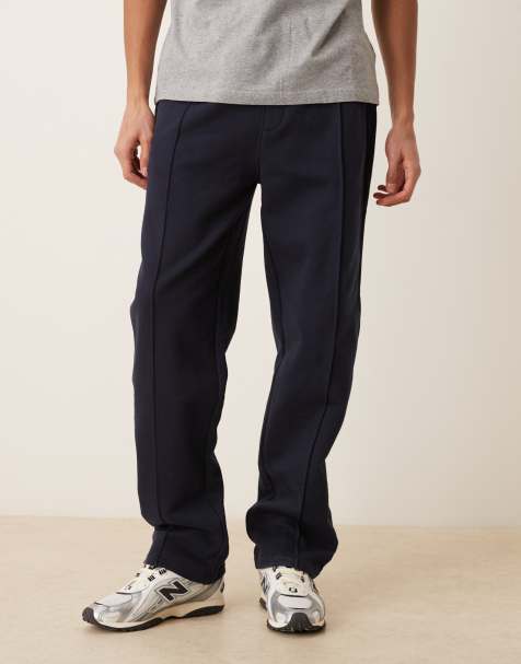ASOS DESIGN premium   heavyweight straight leg jogger in 400gsms in navy - view 1
