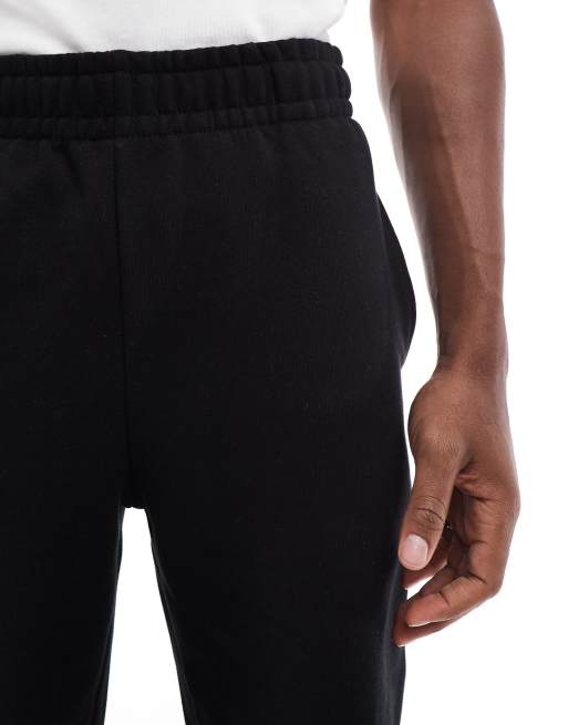 ASOS DESIGN premium heavyweight straight leg joggers 400gsm in black - BLACK, 2 of 5