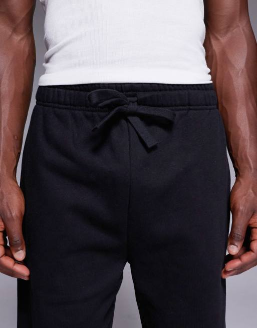 ASOS DESIGN premium heavyweight straight leg joggers in 400gsm in black , 5 of 6