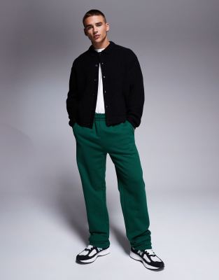 premium heavyweight straight leg sweatpants 400gsm dark green