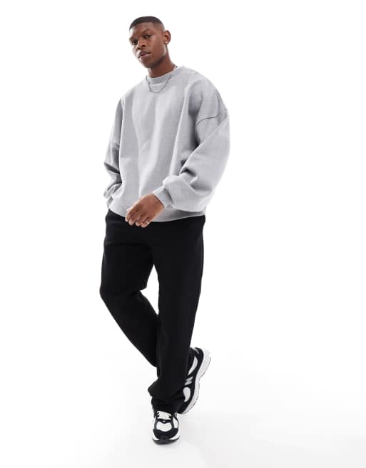ASOS DESIGN premium heavyweight straight leg sweatpants 400gsm in black, 5 of 5