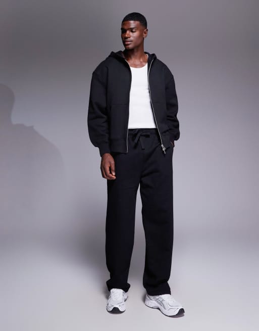 ASOS DESIGN premium heavyweight straight leg sweatpants 400gsm in black