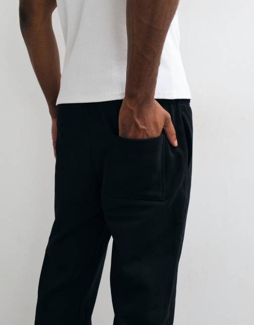 ASOS DESIGN premium heavyweight straight leg sweatpants in 400gsm black , 4 of 5