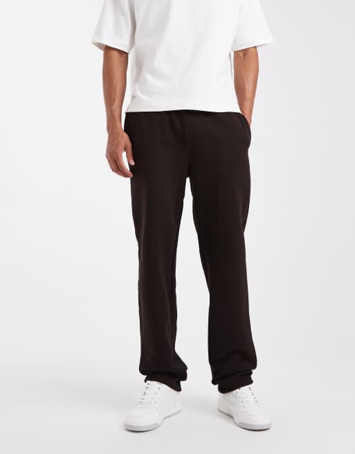 ASOS DESIGN premium heavyweight straight leg sweatpants in 400gsm brown, 2 of 6