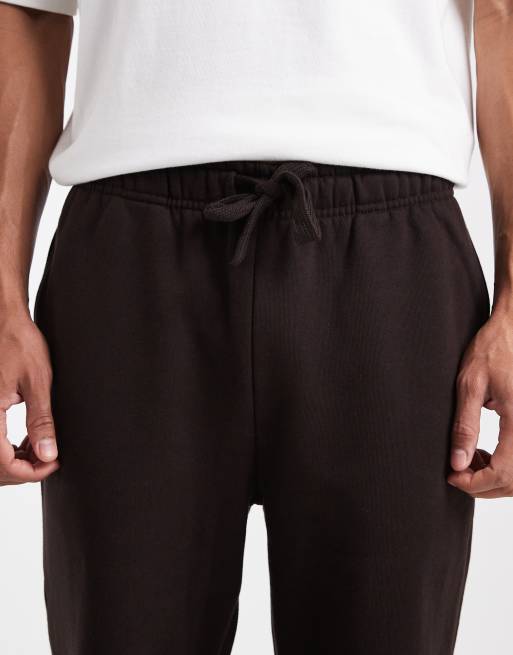 ASOS DESIGN premium heavyweight straight leg sweatpants in 400gsm brown, 4 of 6