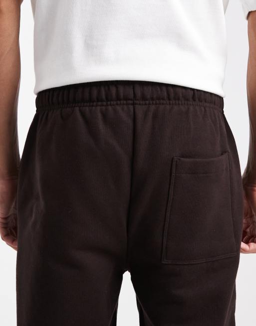 ASOS DESIGN premium heavyweight straight leg sweatpants in 400gsm brown, 5 of 6