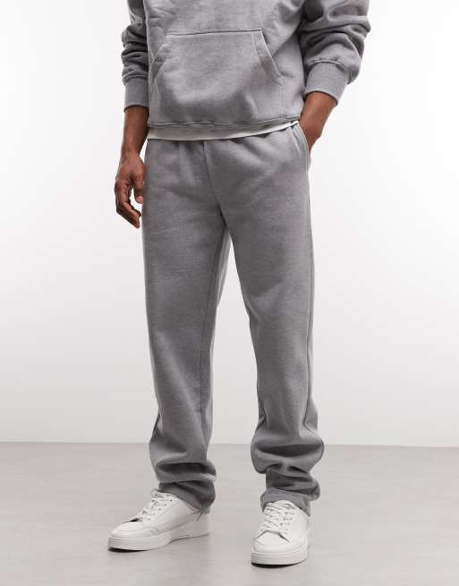 ASOS DESIGN premium heavyweight straight leg sweatpants in 400gsm heather gray, 3 of 5