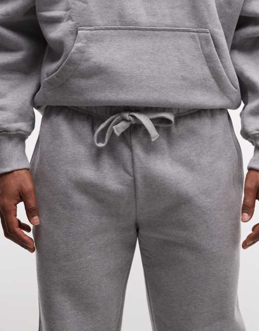 ASOS DESIGN premium heavyweight straight leg sweatpants in 400gsm heather gray, 4 of 5