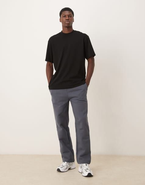ASOS DESIGN premium heavyweight straight leg sweatpants in 650gsm in navy - view 1