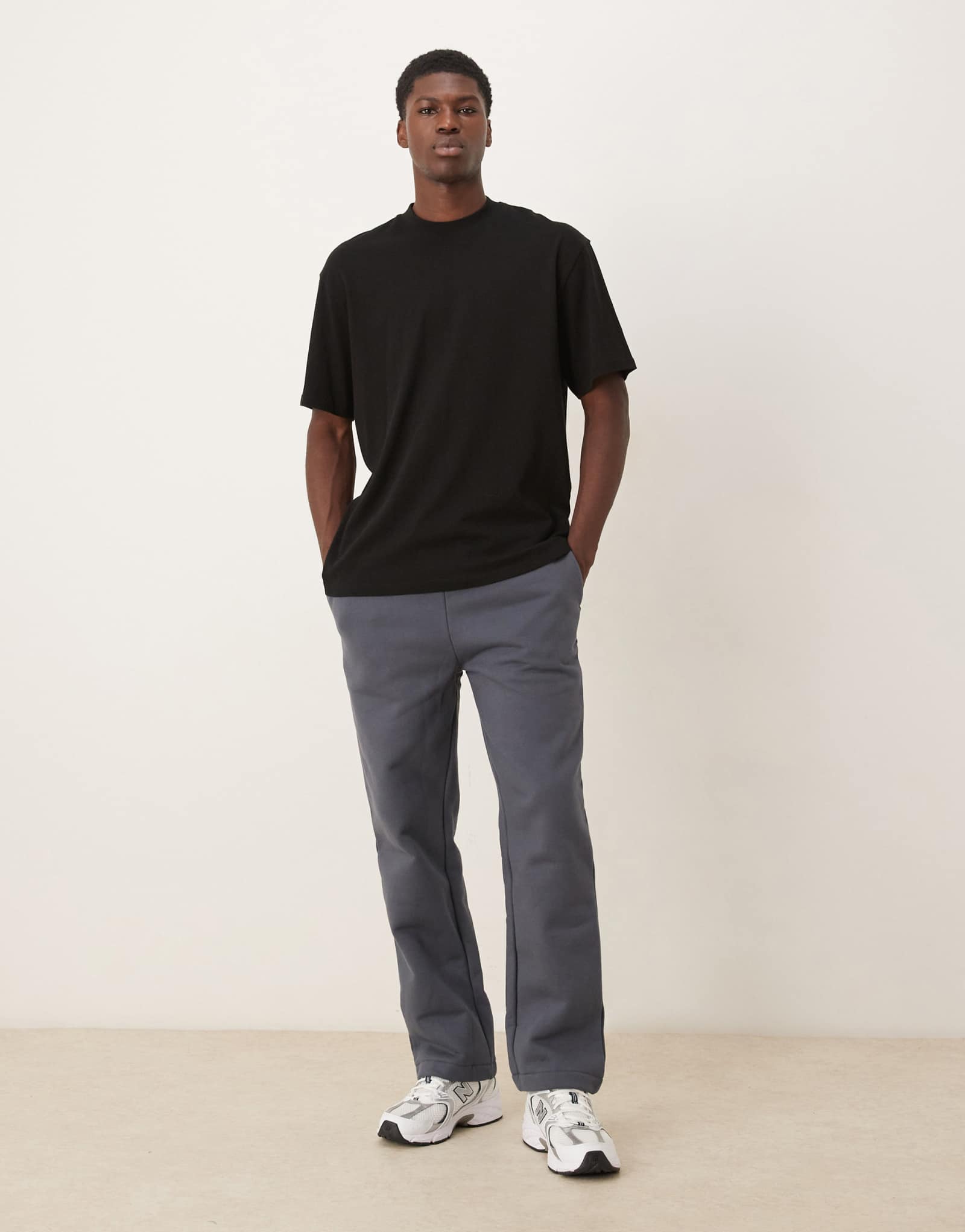 Спортивные брюки ASOS DESIGN premium с прямыми штанинами в супертяжелом весе 650 г/см темно-синего цвета