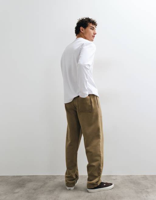 ASOS DESIGN premium heavyweight straight washed jogger in brown, 5 of 5