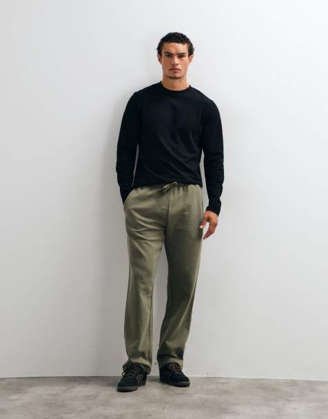 ASOS DESIGN premium heavyweight straight washed jogger in Khaki - view 1