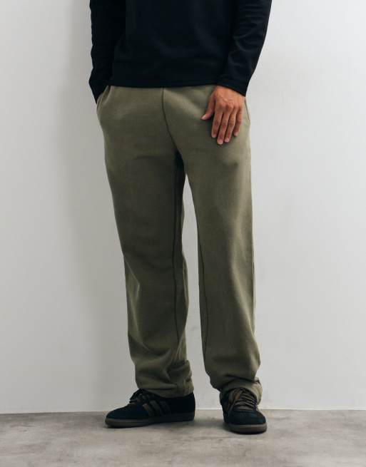 ASOS DESIGN premium heavyweight straight washed jogger in Khaki, 4 of 5