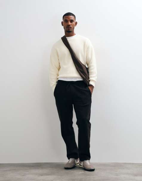 ASOS DESIGN premium heavyweight straight washed sweatpants in black - view 1