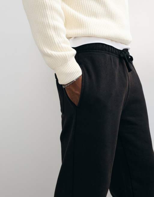 ASOS DESIGN premium heavyweight straight washed sweatpants in black, 3 of 5