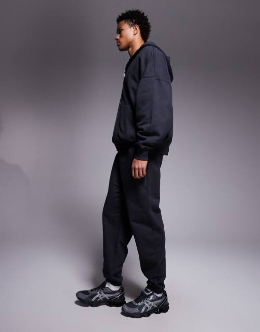 ASOS DESIGN premium heavyweight tapered jogger in 400gsm in charcoal - CHARCOAL, 3 of 5