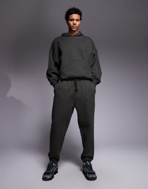 ASOS DESIGN premium heavyweight tapered jogger in 400sgm in dark green - DGREEN