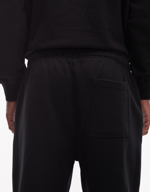 ASOS DESIGN premium heavyweight tapered joggers in 400gsm in black , 4 of 5