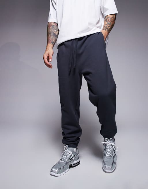 ASOS DESIGN premium heavyweight tapered joggers in 400gsm in charcoal, 2 of 5