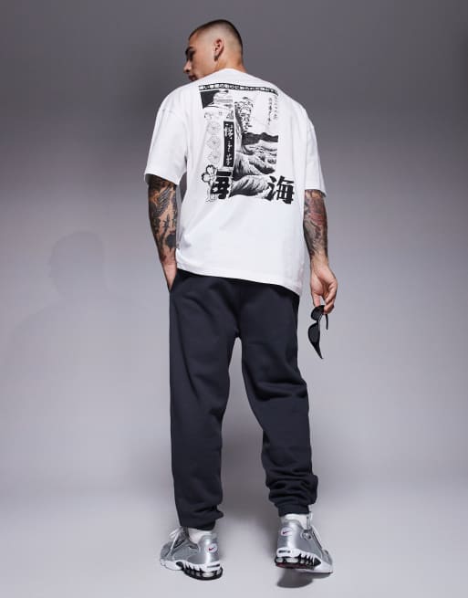 ASOS DESIGN premium heavyweight tapered joggers in 400gsm in charcoal, 3 of 5