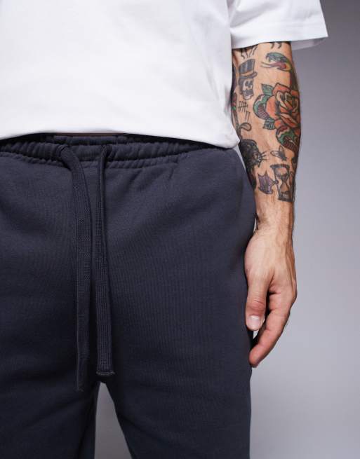 ASOS DESIGN premium heavyweight tapered joggers in 400gsm in charcoal, 5 of 5