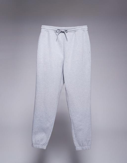 ASOS DESIGN premium heavyweight tapered sweatpants 400gsm in gray heather, 2 of 5