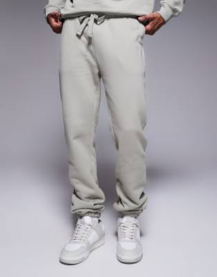 Asos Design Premium Heavyweight Tapered Sweatpants In Gray