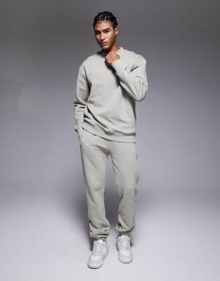 Asos Design Premium Heavyweight Tapered Sweatpants In Gray