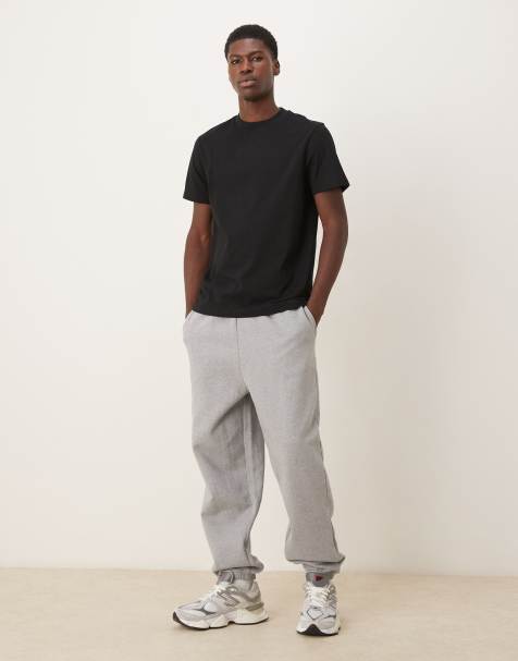 ASOS DESIGN premium heavyweight trackies 400gsm in grey marl - view 1