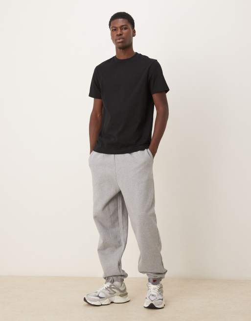 ASOS DESIGN premium heavyweight trackies 400gsm in grey marl