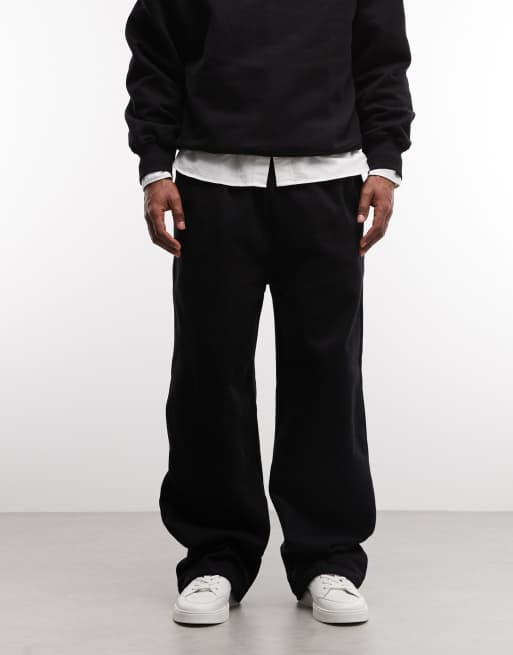 ASOS DESIGN premium heavyweight wide leg jogger in 400gsm in black   , 3 of 5