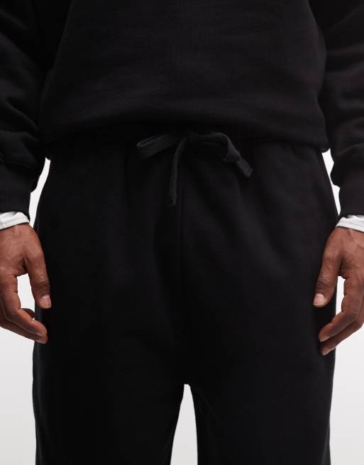 ASOS DESIGN premium heavyweight wide leg jogger in 400gsm in black   , 4 of 5