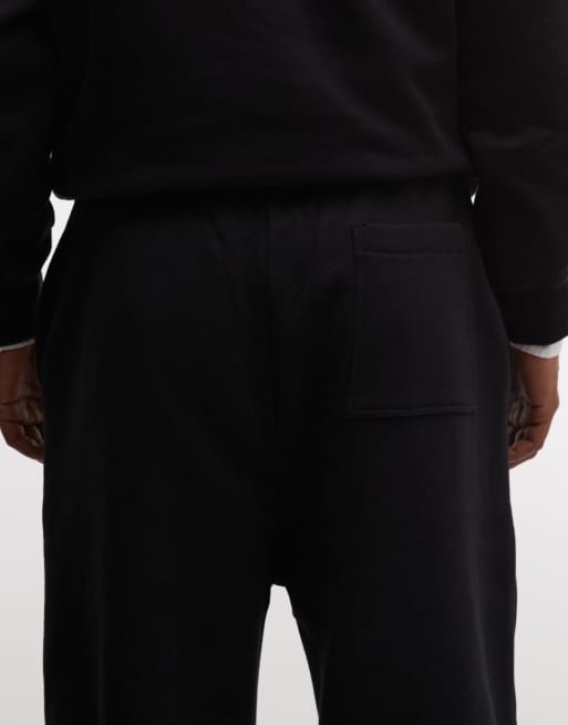 ASOS DESIGN premium heavyweight wide leg jogger in 400gsm in black   , 5 of 5