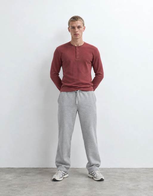 ASOS DESIGN premium heavyweight wide leg jogger in grey marl, 8 of 9