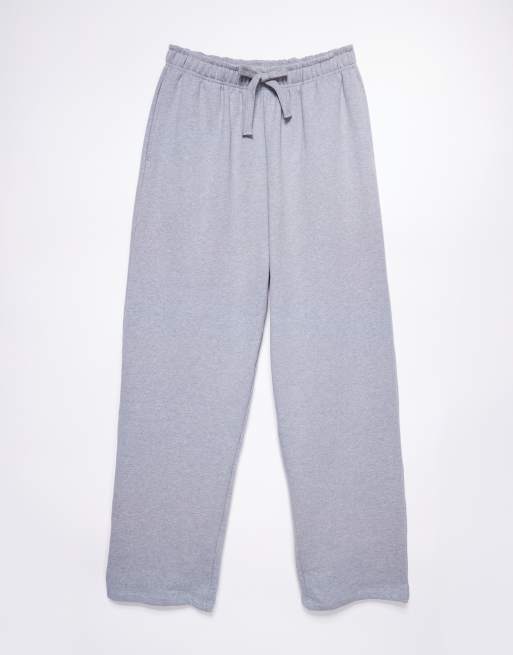 ASOS DESIGN premium heavyweight wide leg joggers in 400gsm grey marl - GREY - GREY, 6 of 6