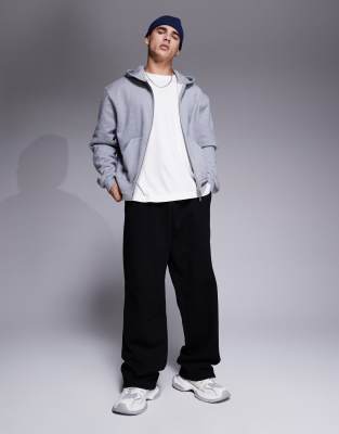 premium heavyweight wide leg sweatpants 400gsm in black