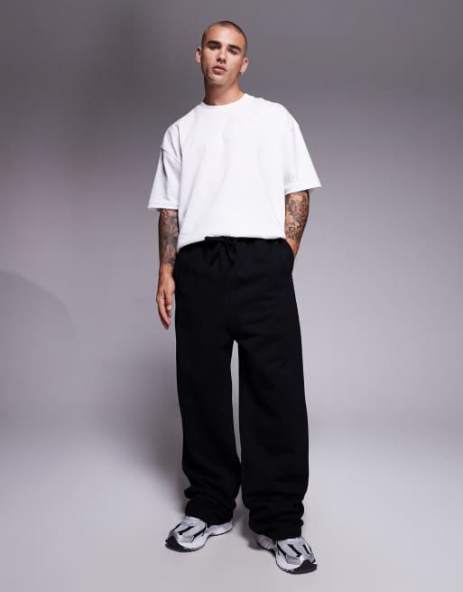 ASOS DESIGN premium heavyweight wide leg sweatpants 400gsm in black