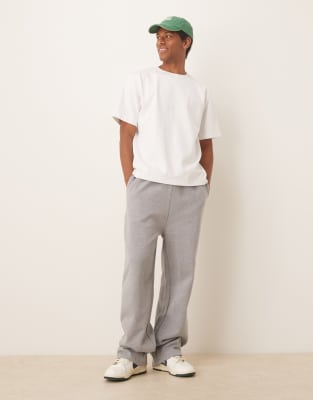 ASOS DESIGN premium heavyweight wide leg sweatpants in 400gsm heather gray