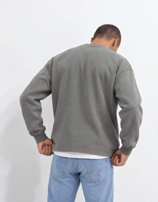 ASOS DESIGN premium henley in zware kwaliteit, oversized, in antracietgrijs, 7 van 10